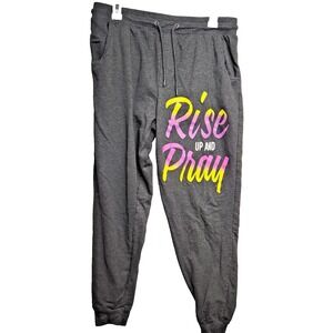 On Fire Sweat Pants Womens Size Large Gray Srawstring